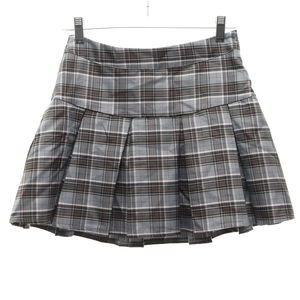 Hesperus Plaid Pleated School Girl Mini Skirt Women M Gray/Brown